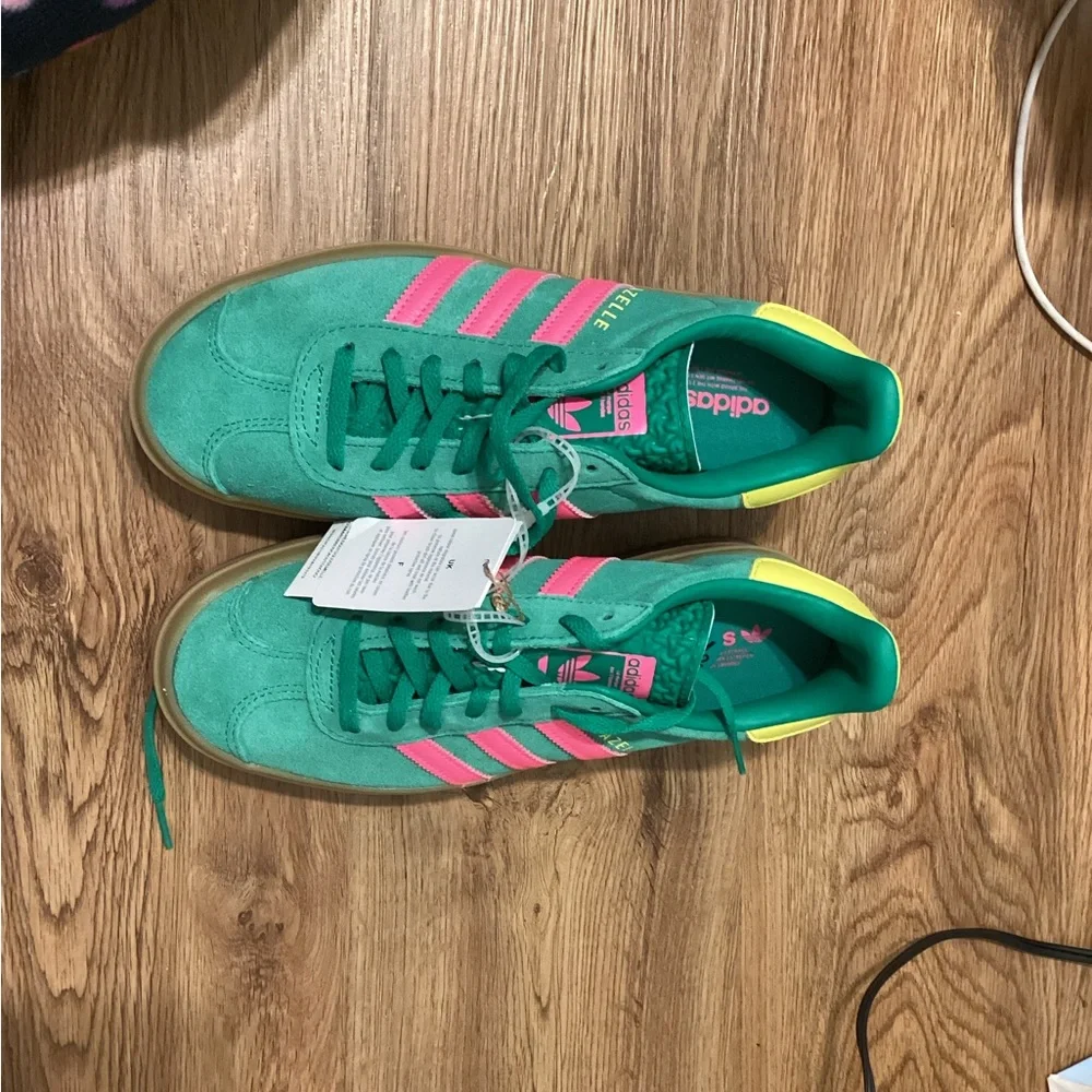 Adidas Women's Teal and Pink Sneakers - Picture 3 of 3